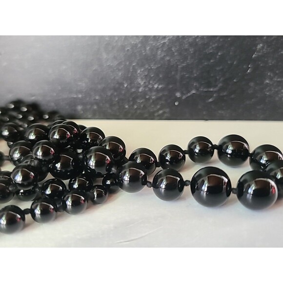 Artisan Onyx Graduated Ball Bead Necklace Vintage - Picture 4 of 10